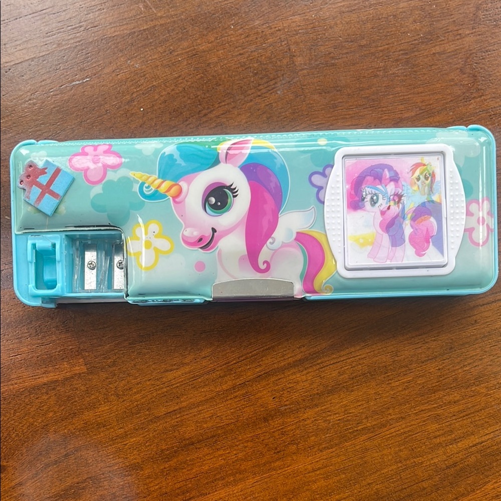 Unicorn Pencil case with sharpener and Rainbow Design